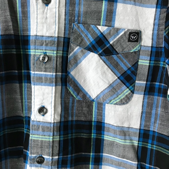 Boys Shaun White Plaid Button Short Sleeve Top - Picture 2 of 6